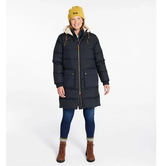 Women's Mountain Classic Down Coat, Sherpa-Lined Black Tan XL✨EUC - Picture 12 of 16